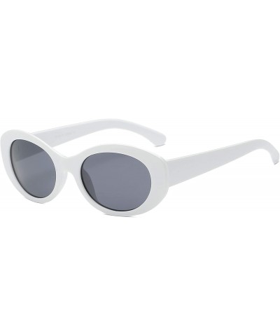 Retro Vintage Clout Goggles Oval Mod Round Lens Sunglasses - White - CZ18I546KDG $6.45 Round