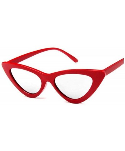 Cat Eye Women Sunglasses Fashion Luxury Brand Designer Lady Female Mirror Points Sun Glasses - Red Silver - CM198A4KL3S $32.8...
