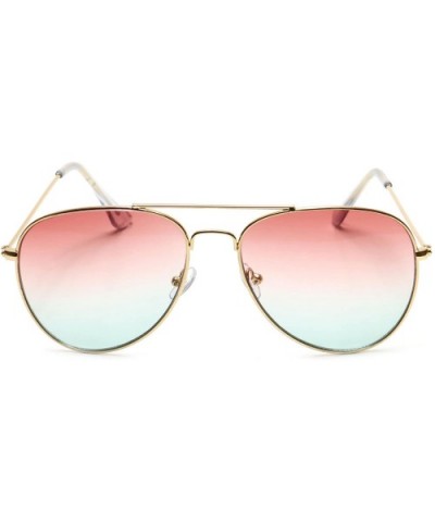 Retro Aviator Sunglasses Double Nose Bridge Color Tinted Gradient Lens Metal Frame - Coral & Green - Model 2 - CP18EYEKQ2M $7...