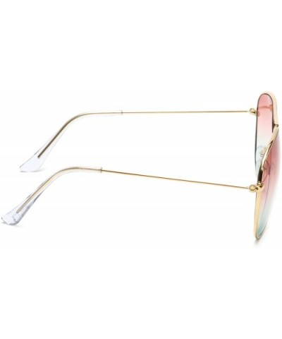 Retro Aviator Sunglasses Double Nose Bridge Color Tinted Gradient Lens Metal Frame - Coral & Green - Model 2 - CP18EYEKQ2M $7...