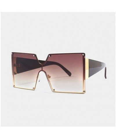 Oversized Sunglasses Square Vintage Luxury Metal Frame One Piece Lens Big Frame Sun Glasses Men Uv400 Goggles - CS199QCRL4A $...