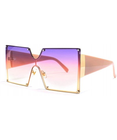 Oversized Sunglasses Square Vintage Luxury Metal Frame One Piece Lens Big Frame Sun Glasses Men Uv400 Goggles - CS199QCRL4A $...