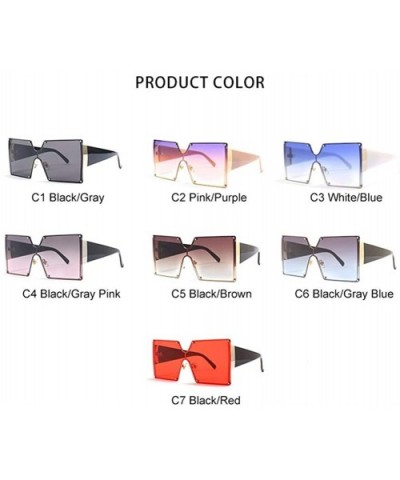 Oversized Sunglasses Square Vintage Luxury Metal Frame One Piece Lens Big Frame Sun Glasses Men Uv400 Goggles - CS199QCRL4A $...