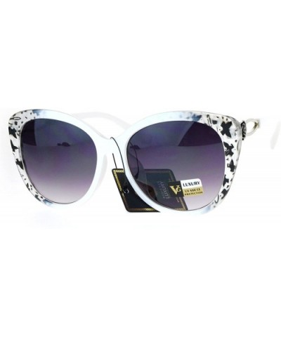 Womens Fashion Sunglasses Elegant Rose Design Butterfly Frame UV 400 - White (Smoke) - C2186OXL8X9 $6.81 Butterfly
