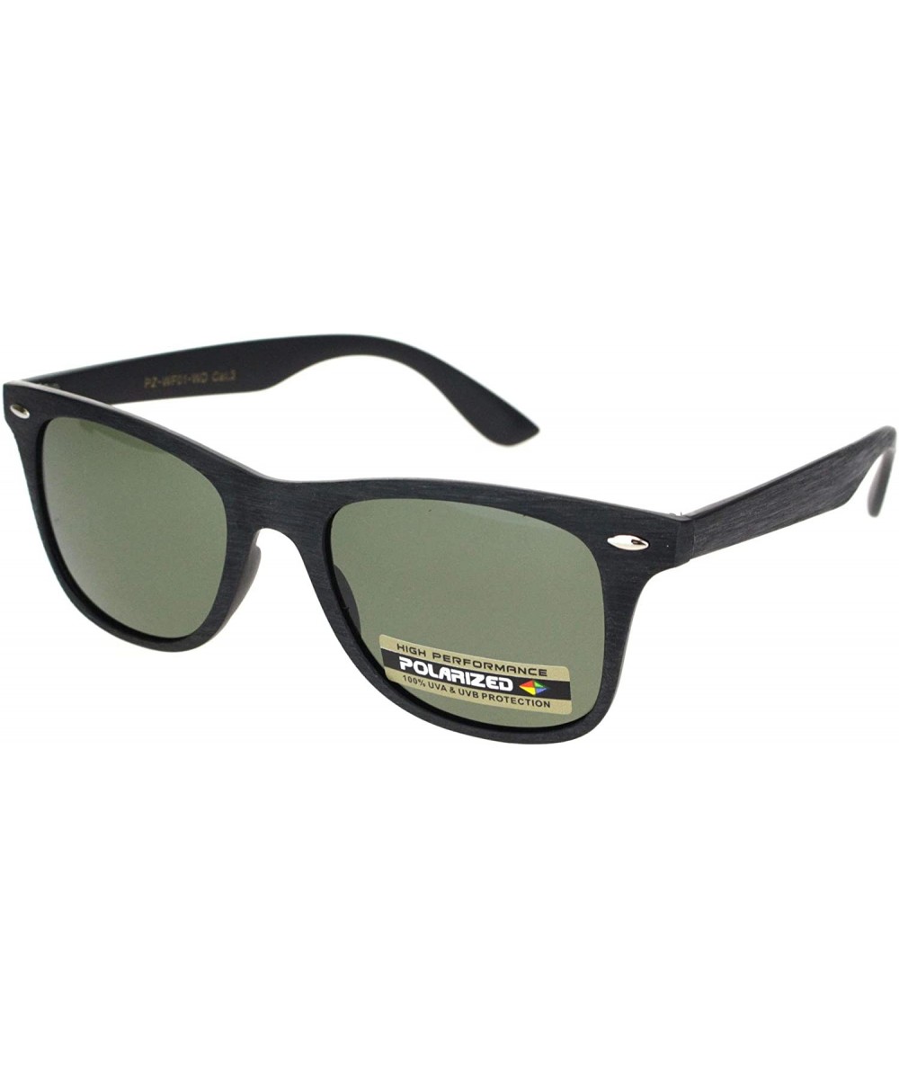 Mens Polarized Hipster Wood Grain Print Plastic Rectangular Sunglasses - Black Wood Green - CT18ONMREL2 $10.84 Rectangular