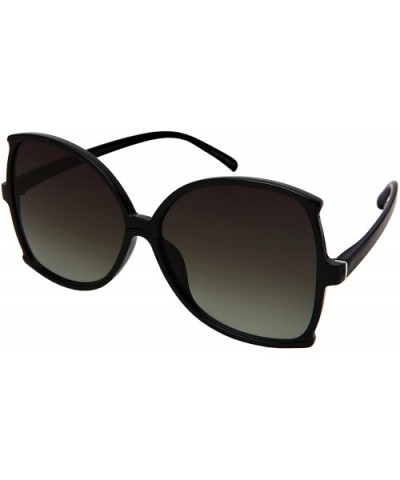 Modern Butterfly Women Sunglasses Oversized Flat Lens 34134 - Black Frame/Green Gradient Lens - CF18E666U2E $7.85 Butterfly