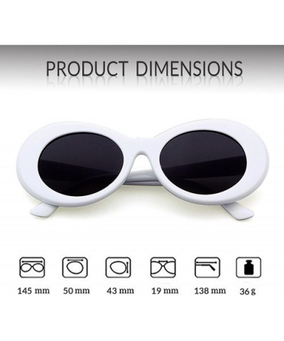 Clout Goggles Retro Vintage Oval Kurt Cobain Inspired Sunglasses Thick Frame Round Lens Glasses - 2 Packs White - C3188WQYDH9...