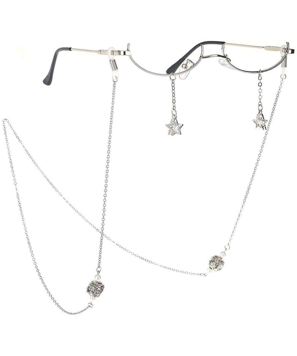 No Lens Eyeglasses Decor Retro Half Glasses Frame Women Metal Diamond Frame Glasses - Silver Set - CF1903DEONO $13.62 Rimless