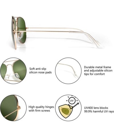 Classic Aviator Sunglasses for Men Women- Metal Frame UV400 Lens Protection Pilot Sunglasses - C818RX6QSYY $7.17 Round