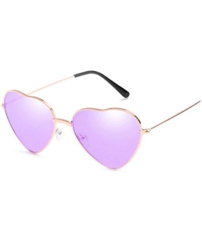 Heart Shaped Sunglasses Women Fashion LOVE Clear Ocean Lenses Pink Sun Glasses Oculos UV400 - Purple - CU197Y76RO7 $11.75 Goggle