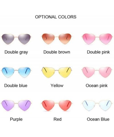 Heart Shaped Sunglasses Women Fashion LOVE Clear Ocean Lenses Pink Sun Glasses Oculos UV400 - Purple - CU197Y76RO7 $11.75 Goggle