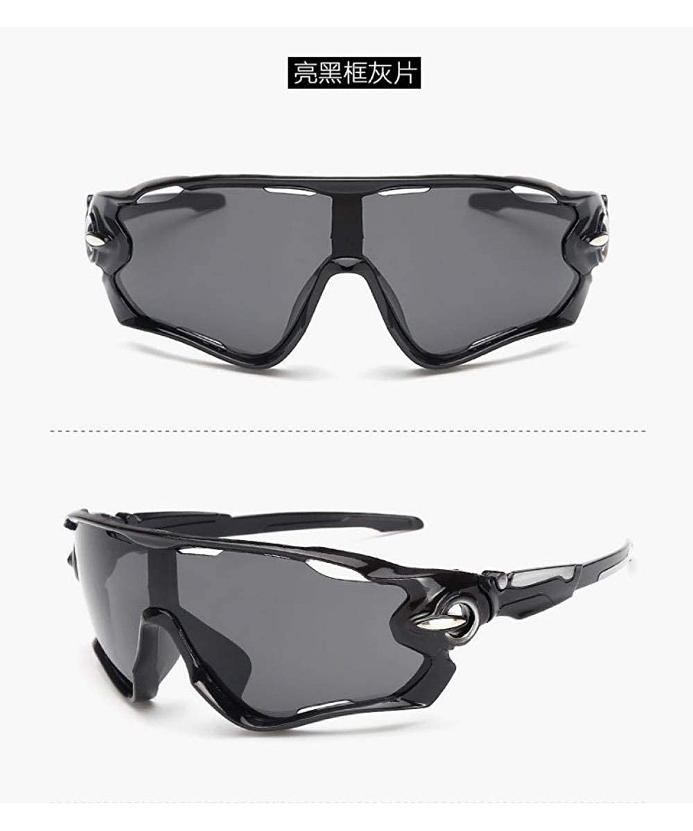 Sports Sunglasses Sports Sunglasses outdoor men's and women's cycling - 1. Bright Black All Grey - C818AZA8HNG $32.16 Sport