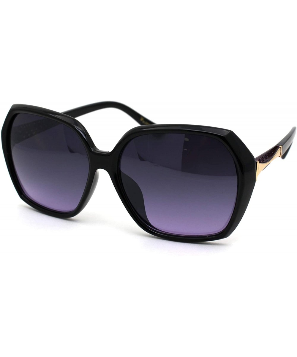 Womens Chic Butterfly Designer Fashion Plastic Sunglasses - Black Gold Purple Smoke - C018WOUUWRH $11.26 Rectangular