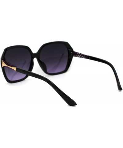 Womens Chic Butterfly Designer Fashion Plastic Sunglasses - Black Gold Purple Smoke - C018WOUUWRH $11.26 Rectangular