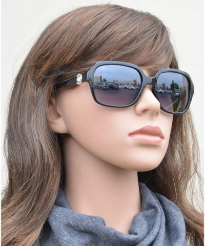 Rectangular Fashion Rhinestone Temple Plastic Sunglasses - Black + Smoke - C018OQE8K9L $9.80 Rectangular