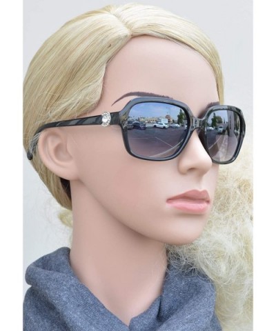 Rectangular Fashion Rhinestone Temple Plastic Sunglasses - Black + Smoke - C018OQE8K9L $9.80 Rectangular