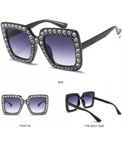 Fashion Classic Square Frame Shiny Rhinestone UV400 Sunglasses Women Eyewear Anti Uv Sunglass Golden - Golden - CF18TOCHUWO $...