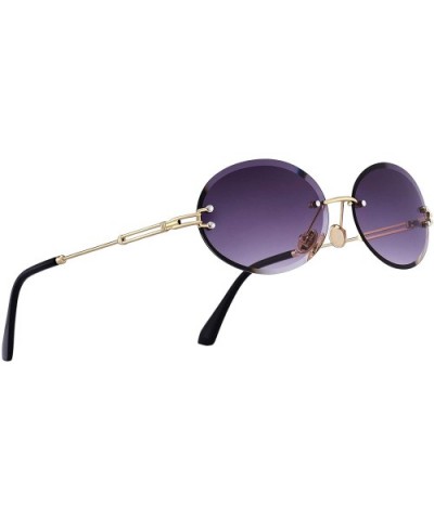 Stratos - Retro Oval Rimless Tinted Sunglasses - Gold X Smoke Tint - C518UAGL3XZ $25.33 Rimless