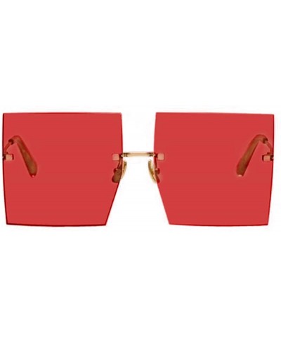 Women's Square Rimless Sunglasses-Highstreet Trendy Oversized Shades UV400 Sunglasses for Men - 5-red - CT198R6NCSZ $9.39 Square