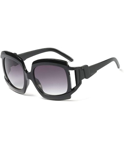Fashion Lady Large Frame Brand Designer Sunglasses Retro square Mens Goggle UV400 - Black - CT18RIXQURR $8.05 Goggle
