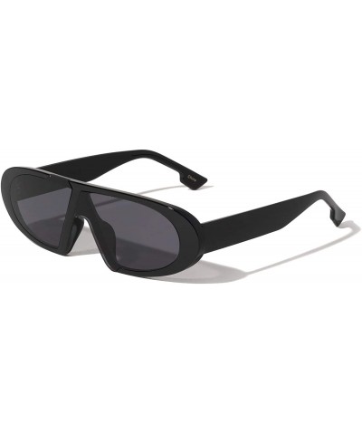 Oval Shape Flat Designer Sunglasses - Black - C31972K00YY $8.51 Oval