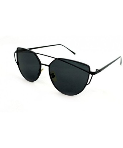 "Clarkson" Geometric Ultra Premium Brushed Aluminum Flash Sunglasses - Black/Smoke - C112K7SU925 $11.54 Rectangular