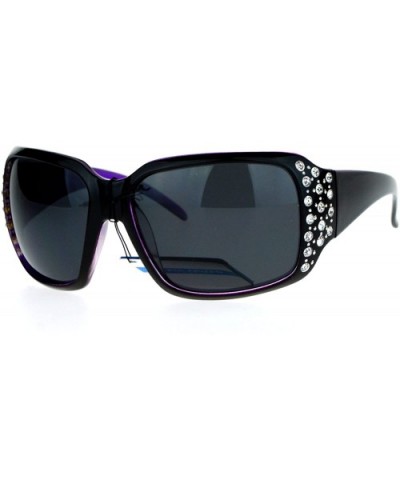 Polarized Lens Oversize Rhinestone Bling Sparkling Womens Sunglasses - Black Purple - CA12IID4OU9 $8.27 Butterfly