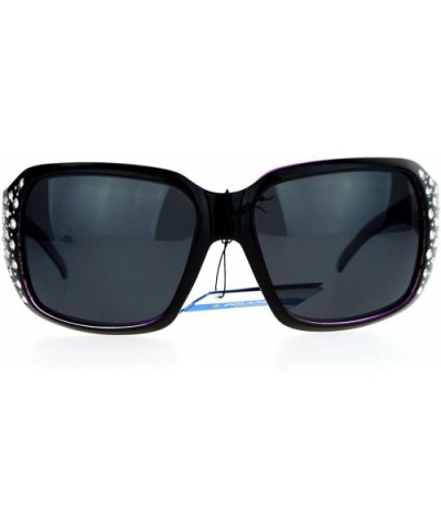 Polarized Lens Oversize Rhinestone Bling Sparkling Womens Sunglasses - Black Purple - CA12IID4OU9 $8.27 Butterfly