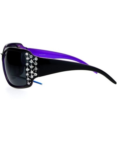 Polarized Lens Oversize Rhinestone Bling Sparkling Womens Sunglasses - Black Purple - CA12IID4OU9 $8.27 Butterfly