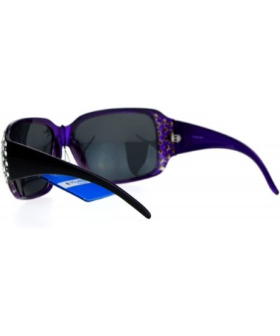 Polarized Lens Oversize Rhinestone Bling Sparkling Womens Sunglasses - Black Purple - CA12IID4OU9 $8.27 Butterfly