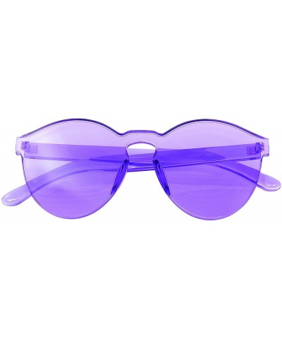 Mono Block Rimless PC Color Tone Lens Sunglasses Eyewear Glasses - Purple - CM18KKWSQK9 $6.52 Round