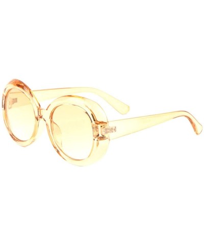 Retro Thick Frame Round Crystal Color Sunglasses - Yellow - CC197U7OR4D $9.73 Round
