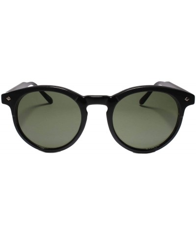 High-End Dapper Indie Vintage 80s Look Simpered Round Key Hole Sunglasses - Green - CR199ERO63Y $11.76 Round