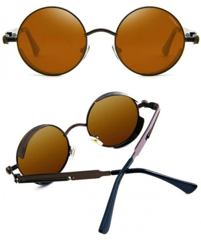 Women Men Round Sunglasses Retro Vintage Steampunk Style Mirror Reflective Circle lens - CZ18YG70ZRK $8.54 Goggle