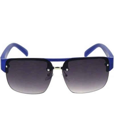 Minimal Mod Rectangular Half Rim Mens Plastic Designer Sunglasses - Blue Smoke - CX18R4K6RED $8.80 Rimless