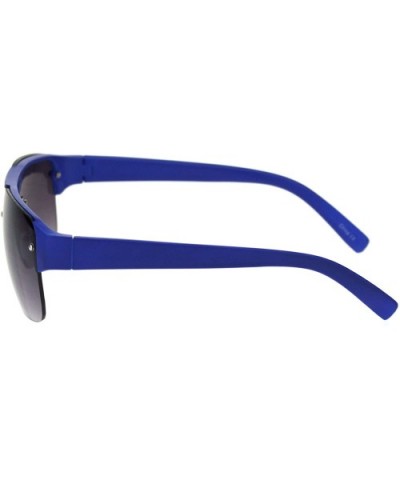 Minimal Mod Rectangular Half Rim Mens Plastic Designer Sunglasses - Blue Smoke - CX18R4K6RED $8.80 Rimless