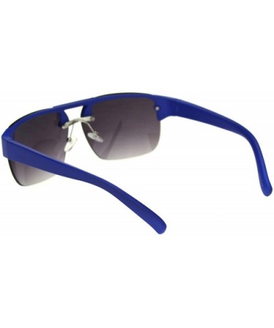 Minimal Mod Rectangular Half Rim Mens Plastic Designer Sunglasses - Blue Smoke - CX18R4K6RED $8.80 Rimless