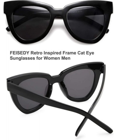 Retro Cat Eye Sunglasses Women Men Vintage Square Cateye UV400 Sunglasses B2586 - Black - C9199KX0EGE $8.94 Cat Eye