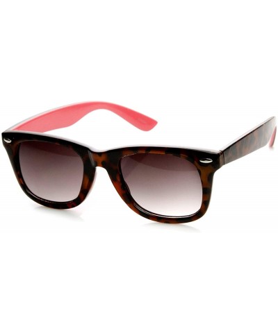 Classic Two-Tone Tortoise Havana Basic Horn Rimmed Sunglasses (Tortoise-Pink) - CV11J1RX5TD $5.05 Wayfarer