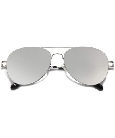 Classic Aviator Mirrored Flat Lens Sunglasses Metal Frame with Spring Hinges SJ1030 - CT12IZSHLON $12.71 Rimless