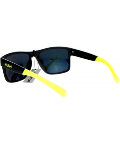 Kush Mens Color Mirror Rectangular Plastic Sport Sunglasses - Yellow - CI12NGYHFA8 $8.09 Oversized