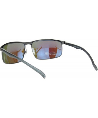 Polarized Mens Metal Rim Flat Top Narrow Sport 90s Sunglasses - Gunmetal Blue Mirror - CC18MDY6I9M $12.58 Sport