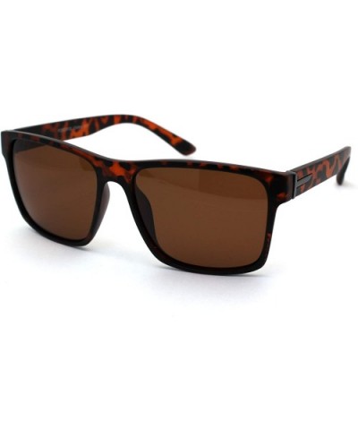 Polarized Mens Rectangular Minimal Sport Plastic Sunglasses - Tortoise Brown - CR19993QHET $7.15 Sport