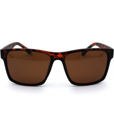 Polarized Mens Rectangular Minimal Sport Plastic Sunglasses - Tortoise Brown - CR19993QHET $7.15 Sport