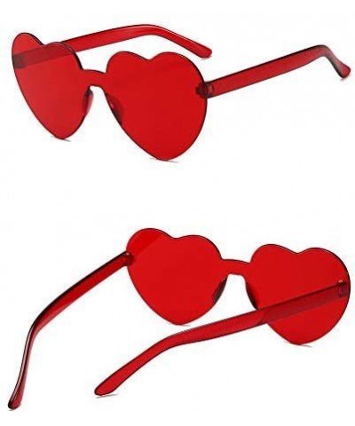 Heart Oversized Rimless Sunglasses One Piece Heart Shape Eyewear Colored Sunglasses for Women - Red - CW18ZCUHNO0 $5.13 Overs...