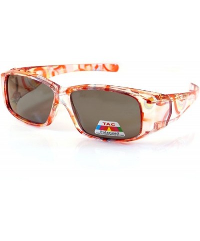 Abstract Floral Art Translucent Rectangle Polarized OTG Sunglasses P015 - Pink Swirl - C818D2XLXWI $11.21 Square
