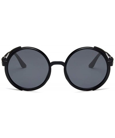 Unisex Mens Womens Steampunk Round Sunglasses Side Shields Vintage Cyber Goggles - B Black - CE12LK1A6ON $12.39 Wrap