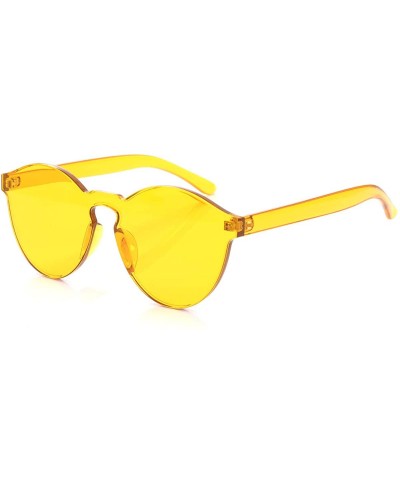 Rimless Sunglasses Oversized Colored Transparent Round Eyewear Retro Eyeglasses for Women Men - Orange - CP18HXK04L8 $7.66 Round
