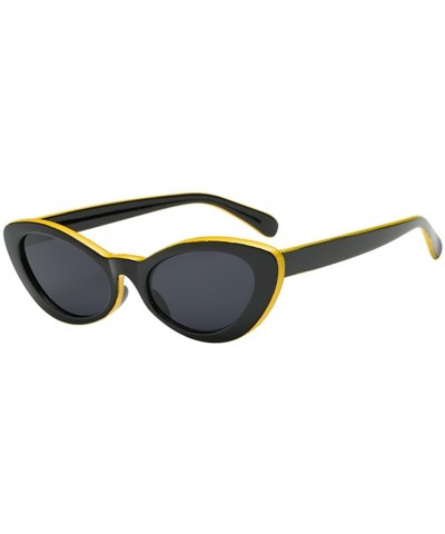 Women Men Sunglasses-Retro Cat Eye Panelled Sunglasses Eyewear - G - CM18GE4KY8U $6.51 Oversized