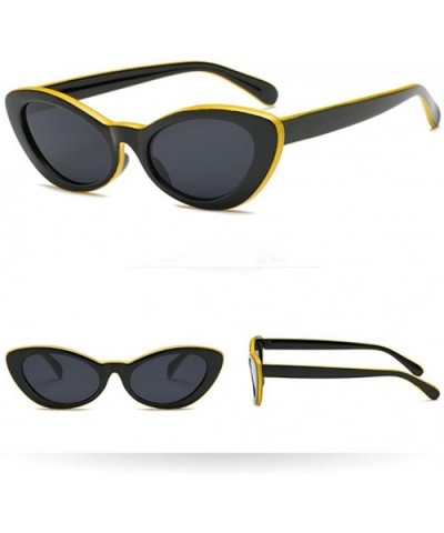 Women Men Sunglasses-Retro Cat Eye Panelled Sunglasses Eyewear - G - CM18GE4KY8U $6.51 Oversized